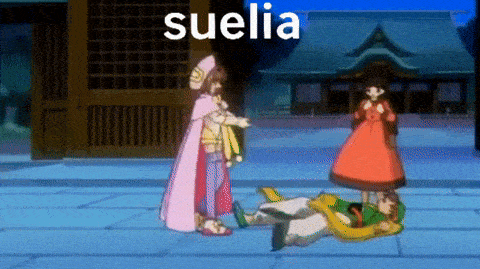 a cartoon scene with the word suelia in the middle