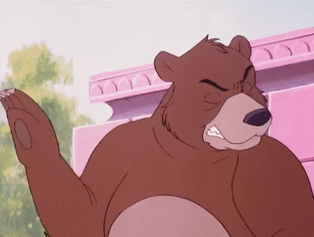 a cartoon bear with an angry look on its face