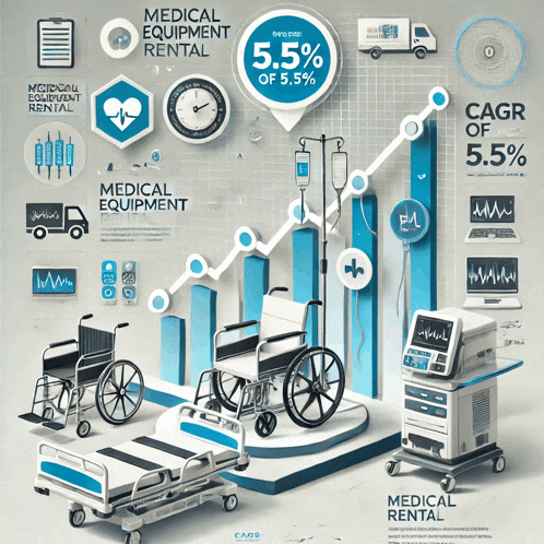 an advertisement for medical equipment rental with a chart showing the cagr of 5.5 %