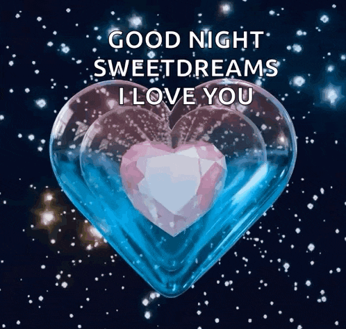 a blue heart with a pink heart inside of it that says good night sweetdreams i love you .