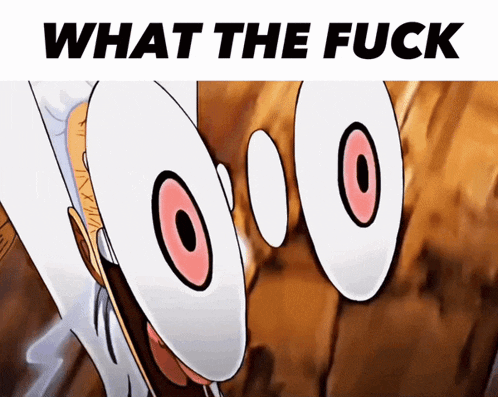 a picture of a cartoon character with the words what the fuck above it