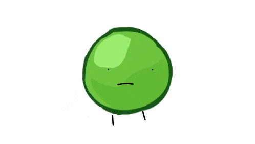 a cartoon drawing of a green object with legs