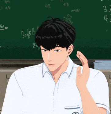 a drawing of a boy in front of a chalkboard with the number 3 on it