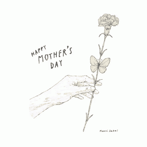 a drawing of a hand holding a flower with the words happy mother 's day below it
