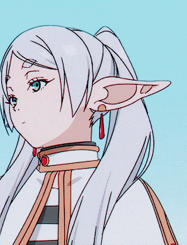 a drawing of a girl with long white hair and ears