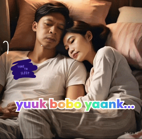 a picture of a man and woman sleeping with the words yuuk bobo yaank on the bottom