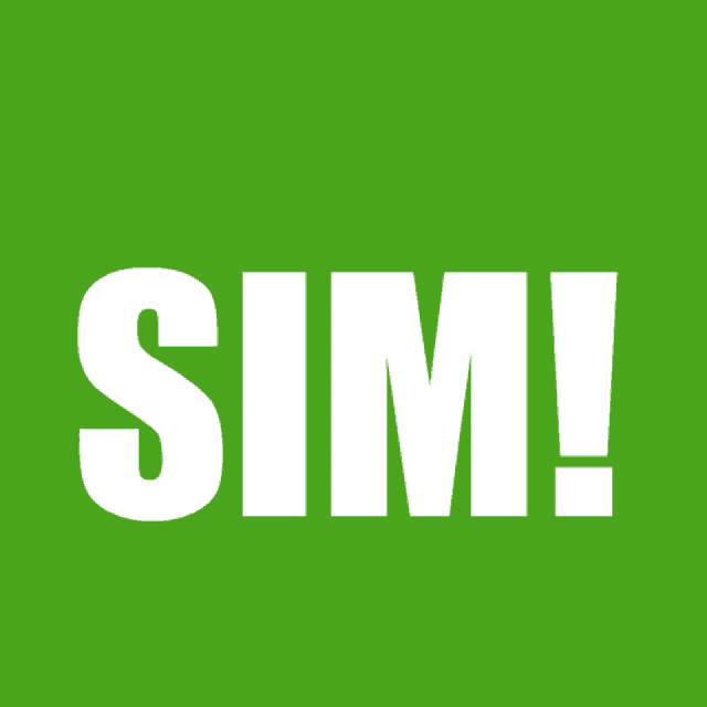 a green background with the word sim written in white