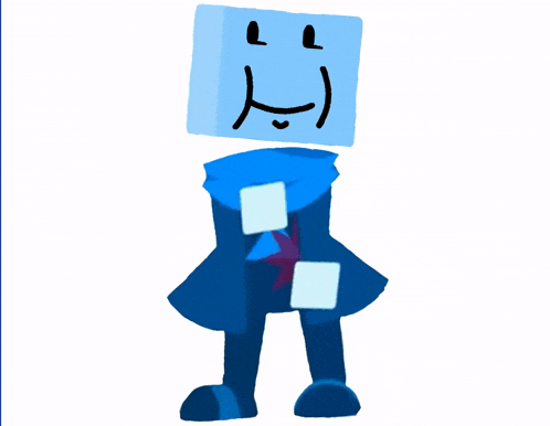 a cartoon character with a smiley face drawn on his head