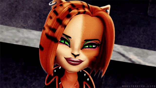 a monster high gif shows a cartoon character smiling