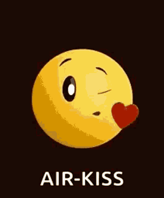 a yellow smiley face is blowing a kiss with a red heart .