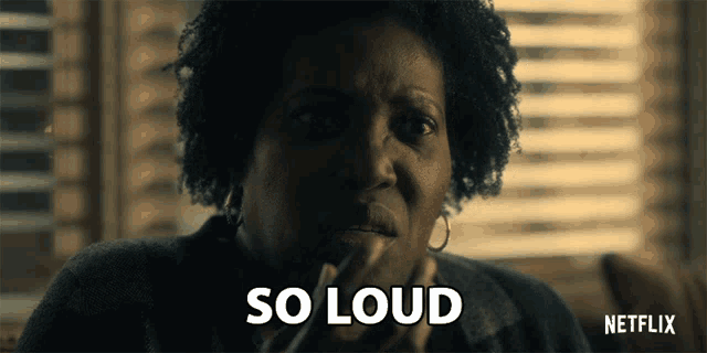 an advertisement for netflix shows a woman making a face and saying so loud