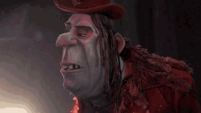 a cartoon character with a red hat and a red coat