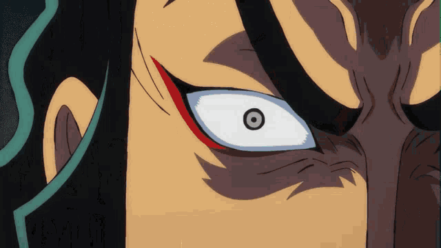 a close up of a cartoon character 's eye with a circle in the center