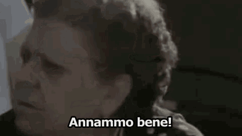 a close up of a woman 's face with the words annammo bene .