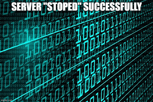 a computer screen with the words server stopped successfully