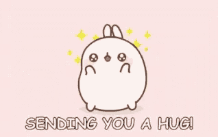 a cartoon of a bunny with the words " sending you a hug " below it