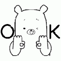 a black and white drawing of a teddy bear holding its hands up and giving the middle finger .
