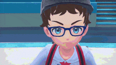 a cartoon character with glasses and a hat on