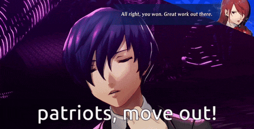a video game character says patriots move out