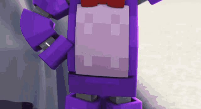 a purple cartoon character with a bow tie