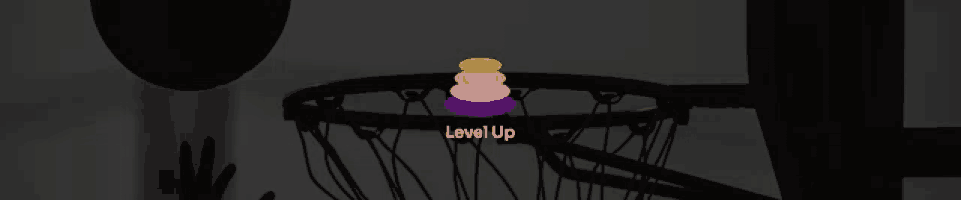 a basketball hoop with the words level up on the bottom
