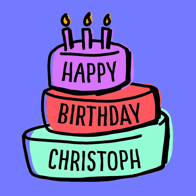 a birthday cake for christoph with three candles