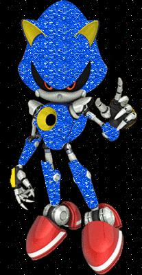 a sonic the hedgehog robot giving a thumbs up on a black background
