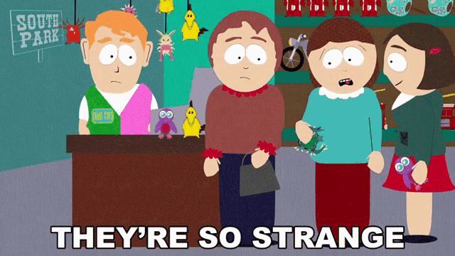 a group of south park characters standing in front of a south park sign
