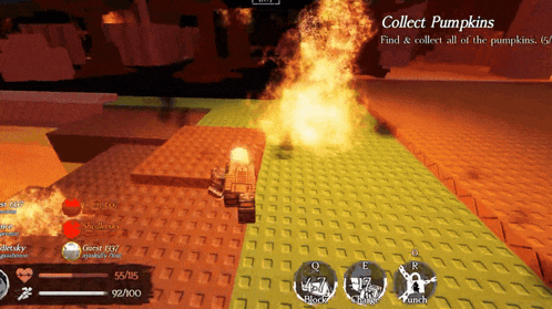 a screenshot of a video game where players can collect pumpkins