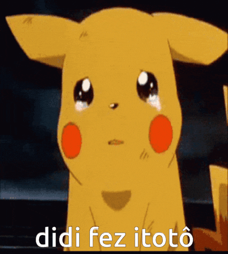 a cartoon pikachu is crying with the words didi fez itoto written below him