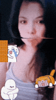 a pixelated image of a woman with a cat and a ghost
