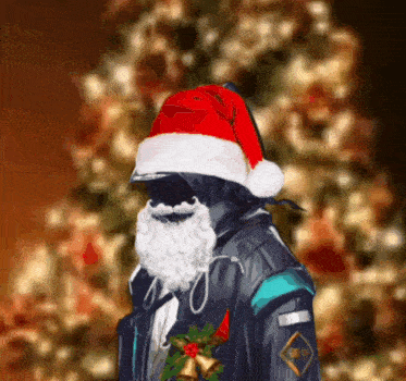 a person wearing a santa hat with a beard