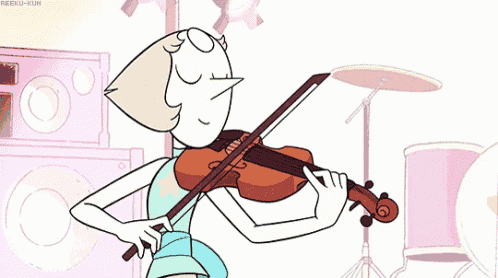 a cartoon character is playing a violin in a band