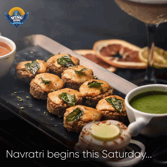 a flyer for wing wing says that navratri begins on saturday