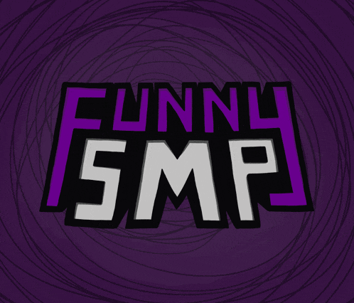 the logo for funny smp is purple and white