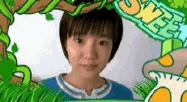a cartoon of a girl with a sign that says ' sweet ' on it