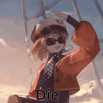 a girl wearing sunglasses and a hat with the word die on the bottom