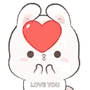 a rabbit with a heart on its head and a sign that says `` love you '' .