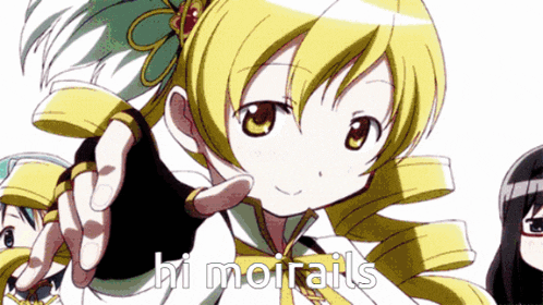 a yellow haired anime girl with the words hi moirails written below her