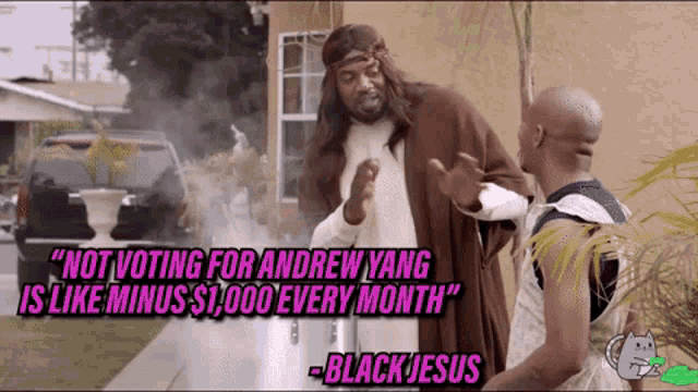 Not Voting For Yang Gang Black Jesus GIF - Not Voting For Yang Gang Black Jesus Grilling GIFs
