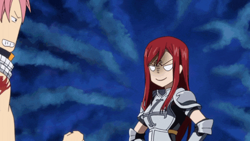 a man and a woman are standing next to each other and the woman is wearing armor