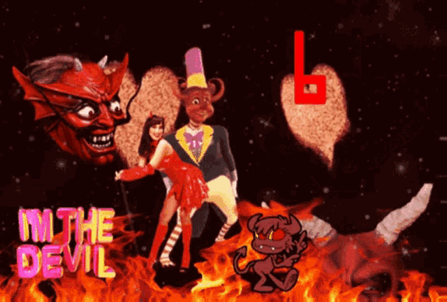 a cartoon of devils and a woman with the words in the devil above them