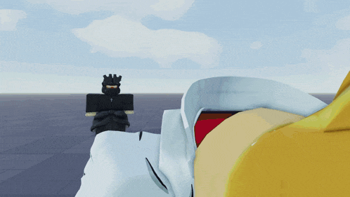 a cartoon character with a crown on his head is standing in the snow