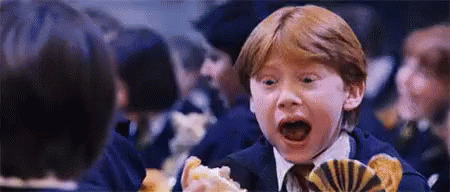 When You Find Out How Many Calories Are In Your Food? GIF - Harry Potter Ron Food GIFs