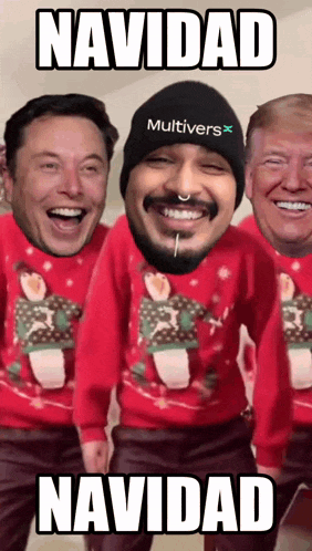 a group of men wearing red sweaters with the words navidad written on the bottom