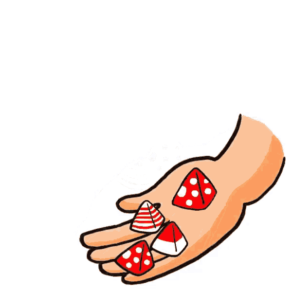 a hand is reaching out to catch a red and white bow tie .