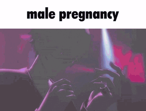 a silhouette of a man with the words male pregnancy written above him