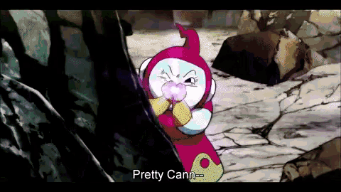 a cartoon character says " pretty cann " in a cartoon
