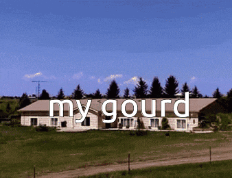 a picture of a house with the word my gourd on it