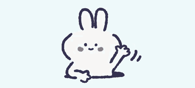 a cartoon drawing of a rabbit with a face and ears